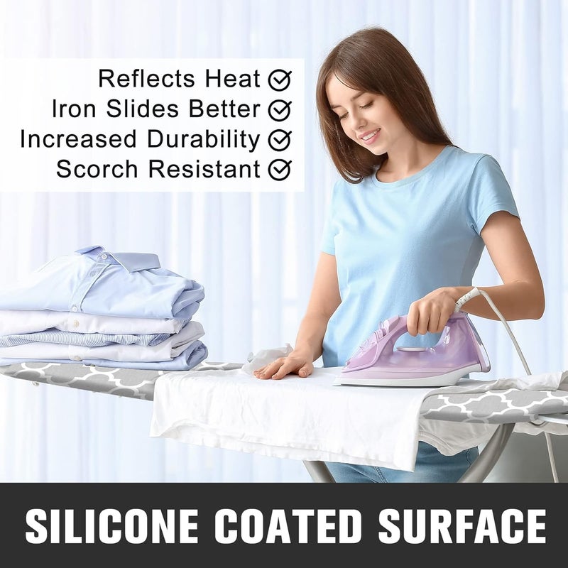 WOHAIXO Ironing Board Cover and Pad, Standard Size 12" x 42" Iron Board Replacement Cover, 4 Layers Extra Thick Iron Board Cover Resist Scorching and Staining with Elastic Edge and 2 Fastener Straps - Image 5